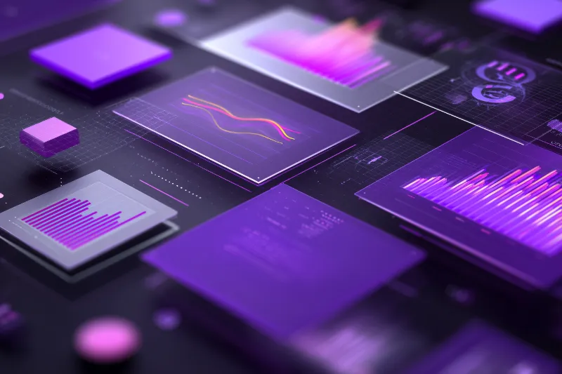 Futuristic purple data dashboard interface