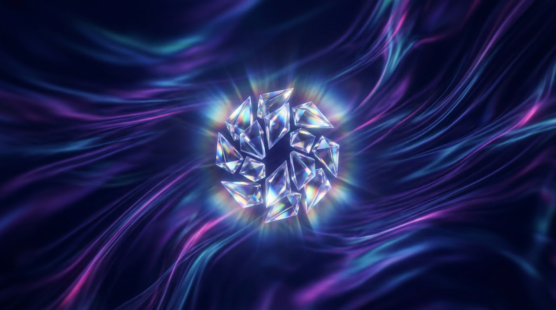 Abstract Glowing Crystal Cluster